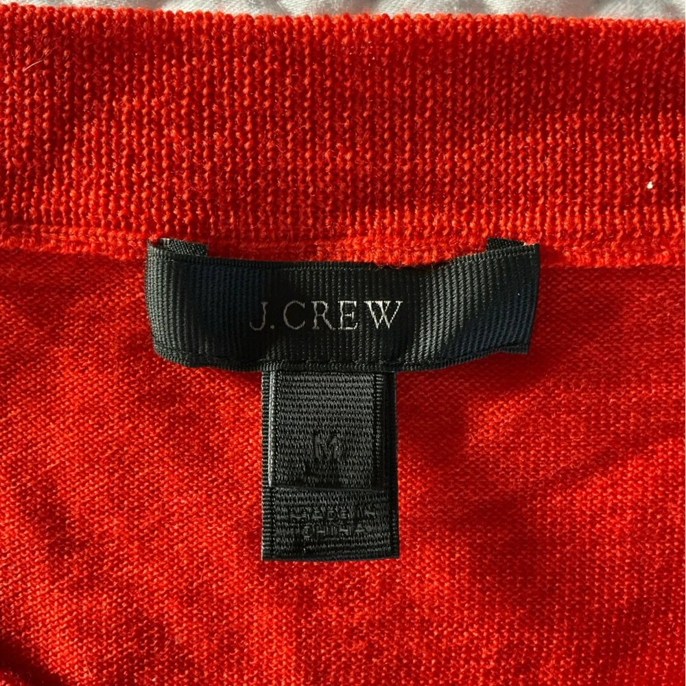 J. Crew Vibrant Red Merino Wool Crew Neck Knitted Sweater M